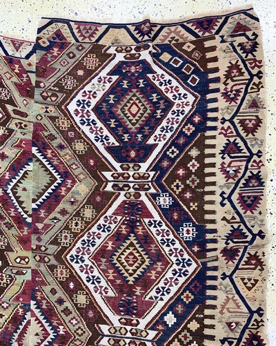 27149079a - Konya Kelim antik(2 Bahnig), Türkei, 19.Jhd, Wolle auf Wolle, ca. 390 x 190 cm, EHZ: 2 ...
