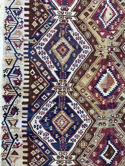 27149079c - Konya Kelim antik(2 Bahnig), Türkei, 19.Jhd, Wolle auf Wolle, ca. 390 x 190 cm, EHZ: 2 ...