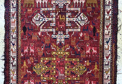 27149085b - Azeri Sumakh, Azerbaijan, Ende 20.Jhd, Wolle auf Baumwolle, ca. 295 x 120 cm, EHZ: 2 ...