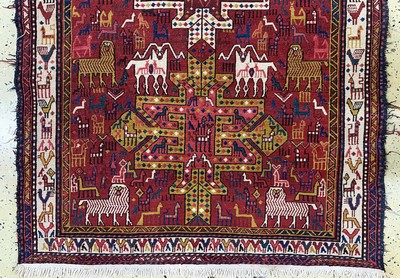 27149085c - Azeri Sumakh, Azerbaijan, Ende 20.Jhd, Wolle auf Baumwolle, ca. 295 x 120 cm, EHZ: 2 ...