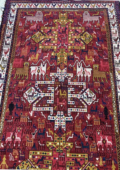 27149085d - Azeri Sumakh, Azerbaijan, Ende 20.Jhd, Wolle auf Baumwolle, ca. 295 x 120 cm, EHZ: 2 ...