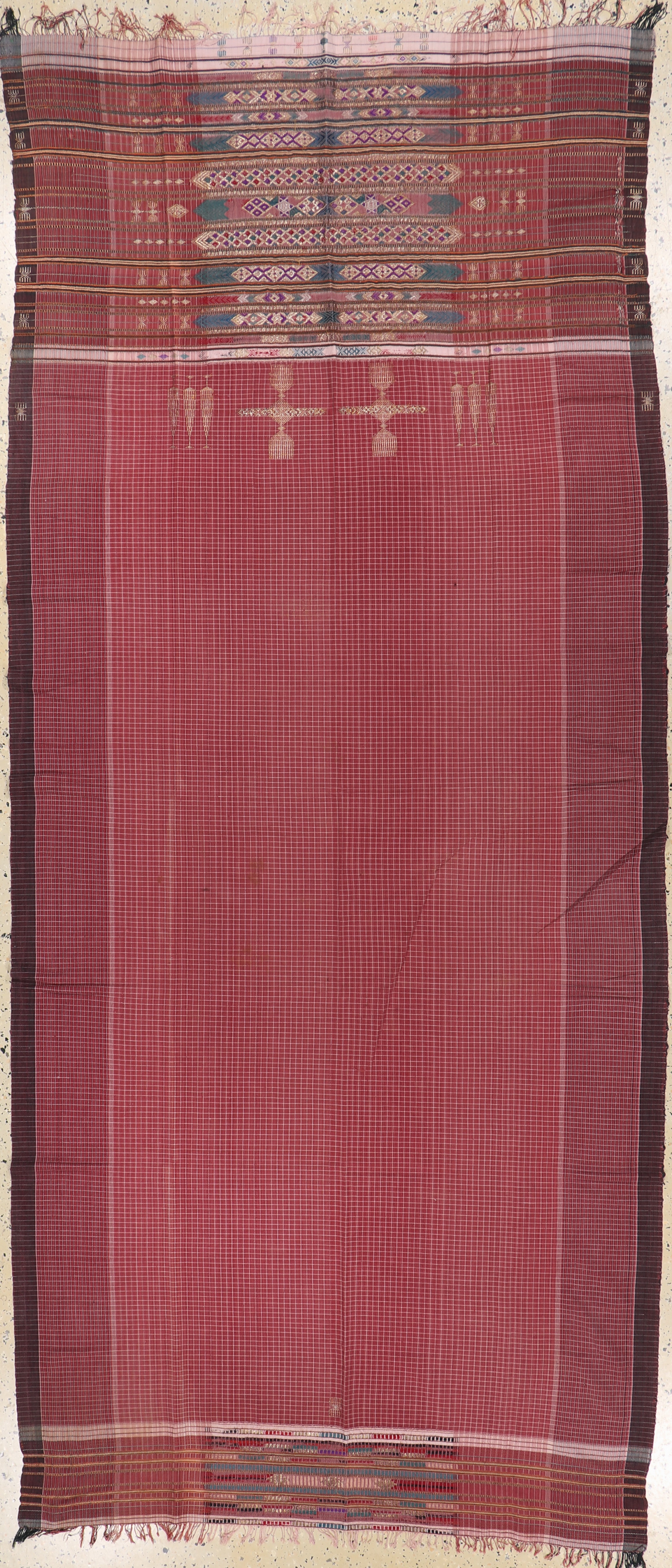 Image 27149177 - ´Zeremonielles Tuch´, Burma, Anfang 20.Jhd,Baumwolltuch mit Seide und Metall bestickt, ...