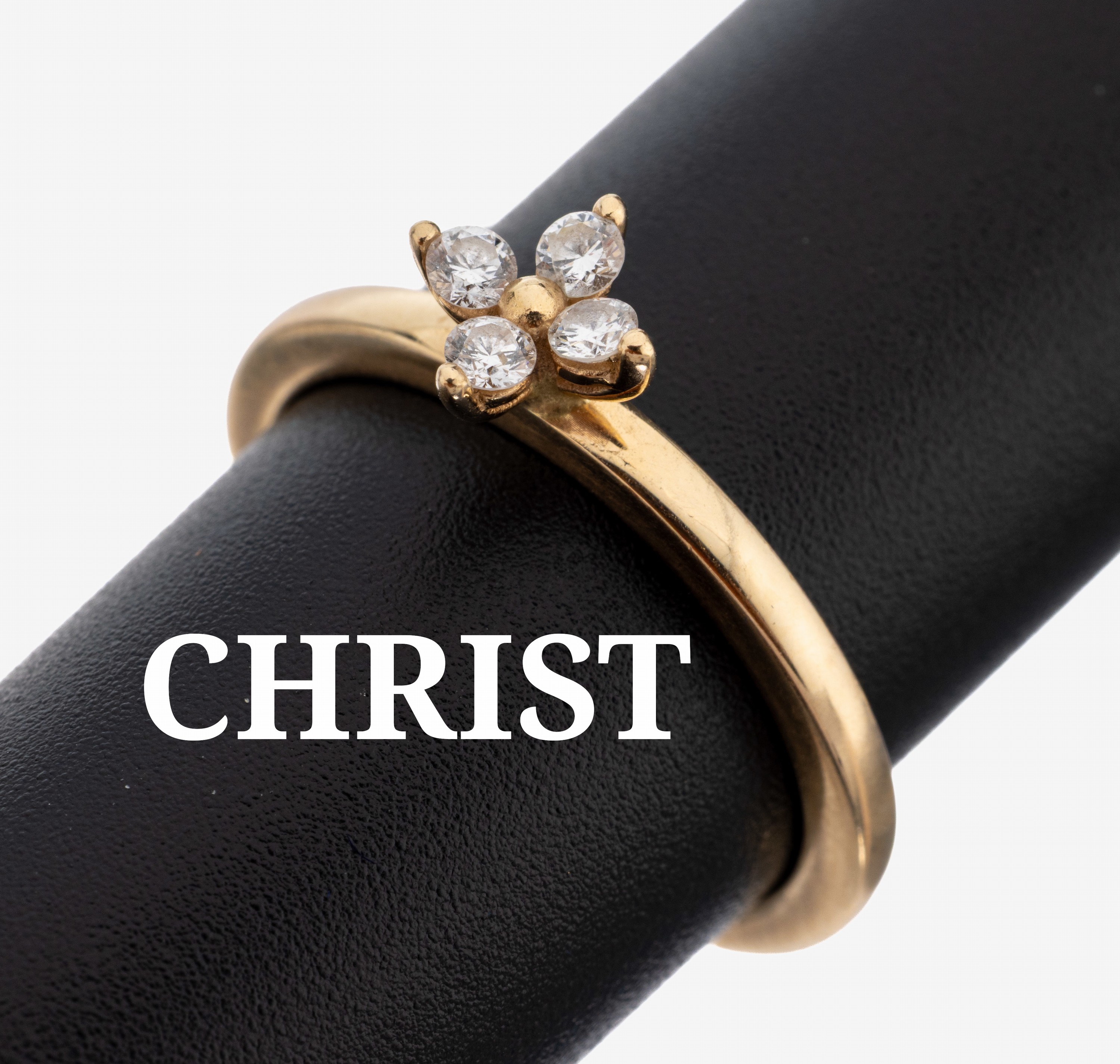 Image 27149239 - 14 kt Gold CHRIST Brillant-Ring, GG 585/000, blütenf. Ringkopf, 4 Brillanten zus. ca. ...