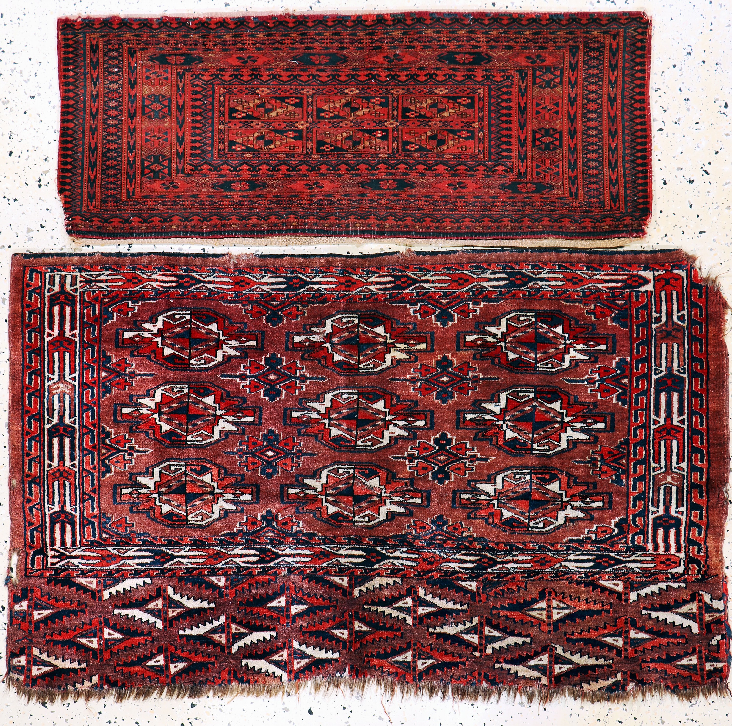 Image 27149297 - 2 Lots Tschowal & Torba, Turkmenistan, 19.Jhd, Wolle auf Wolle, ca. 80 x 130 cm & ca. ...
