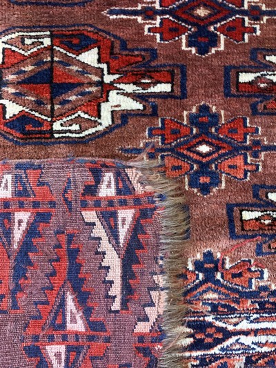 27149297c - 2 Lots Tschowal & Torba, Turkmenistan, 19.Jhd, Wolle auf Wolle, ca. 80 x 130 cm & ca. ...