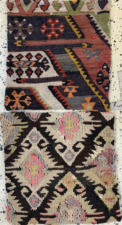 27149303c - 3 Selbstgemachte Taschen, Türkei, Mitte 20.Jhd, Wolle auf Wolle, ca. 100 x 60 cm & ca. ...
