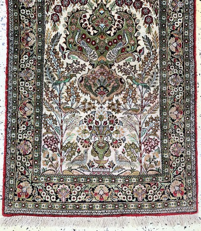 27149317b - Ghom Seide alt, Persien, Mitte 20.Jhd, reine Naturseide, ca. 127 x 76 cm, ...