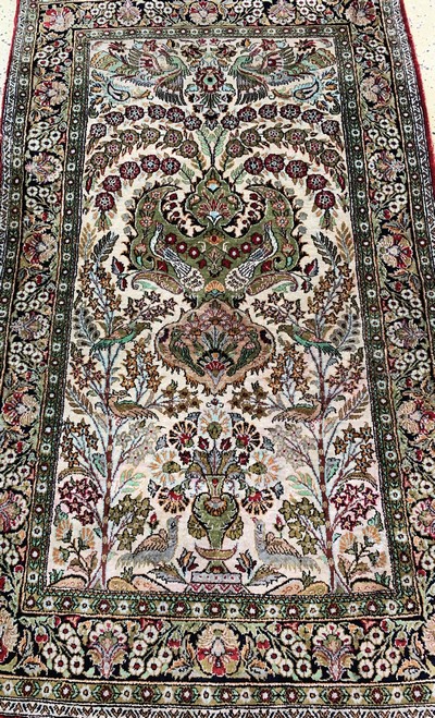 27149317c - Ghom Seide alt, Persien, Mitte 20.Jhd, reine Naturseide, ca. 127 x 76 cm, ...