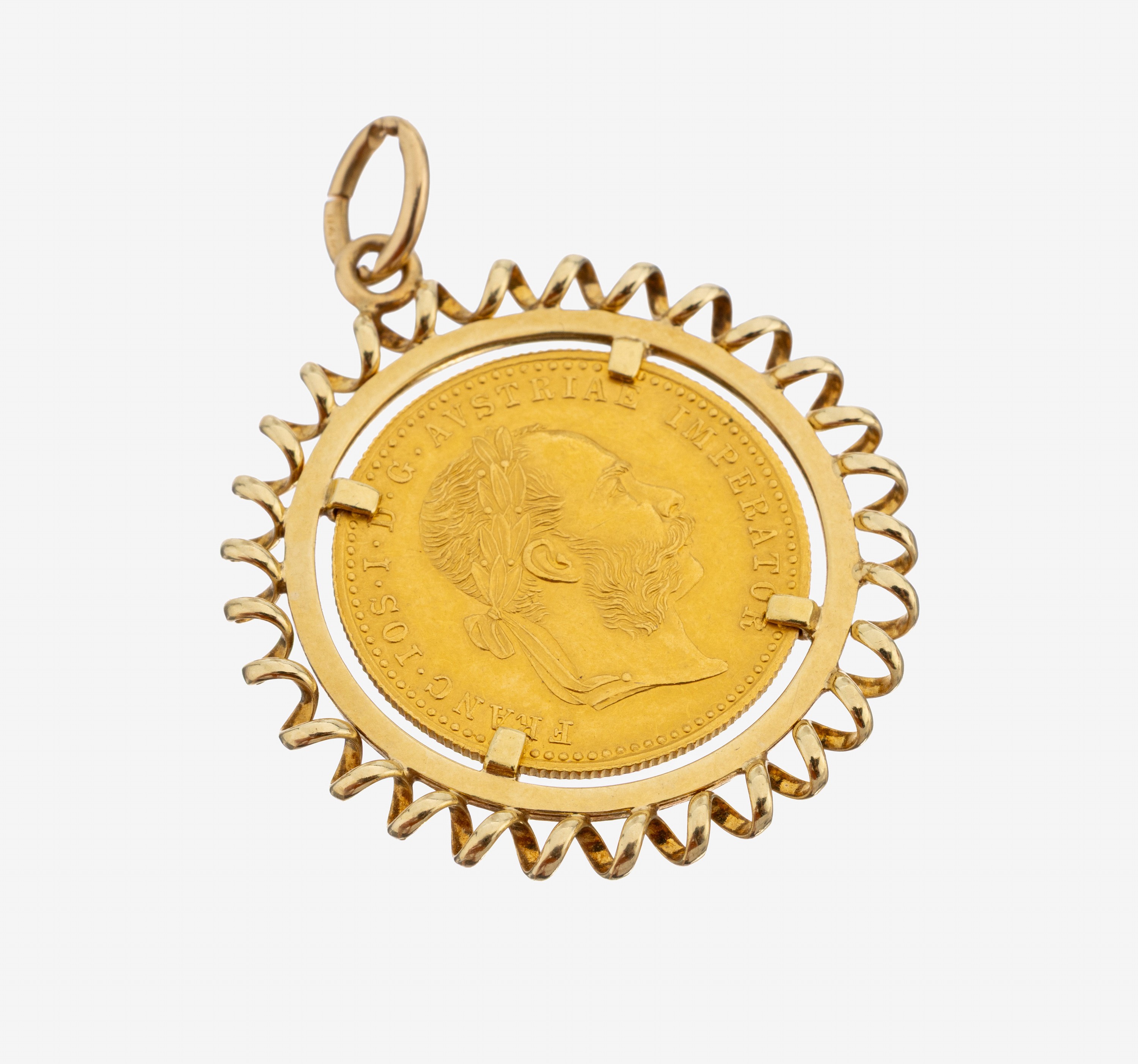 Image 27149451 - 14 kt Gold Münz-Anhänger, GG 585/000, lose gefasste Goldmünze, 1 Dukat, Österreich- ...
