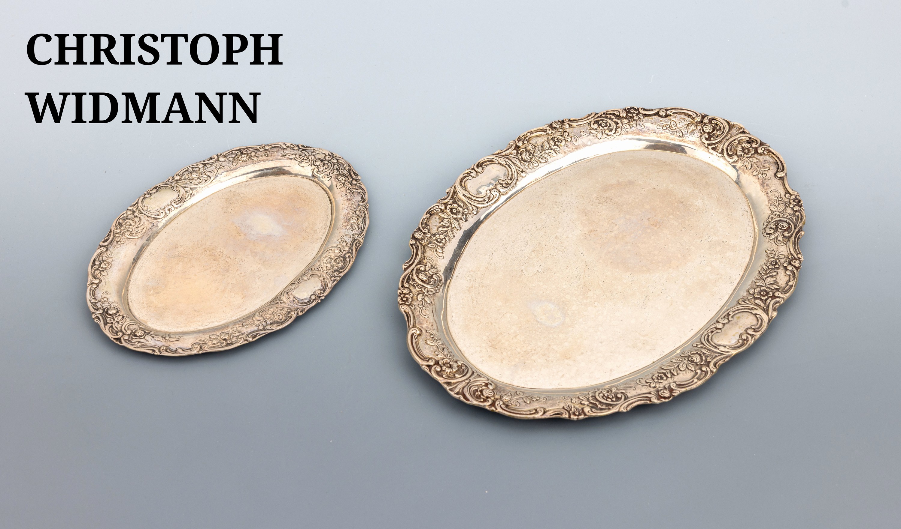 Image 27149469 - Set 2 Tabletts, deutsch, 1930er-50er Jahre, 835er Silber, oval, 1 x 19.5 x 13.5 cm, 1 ...