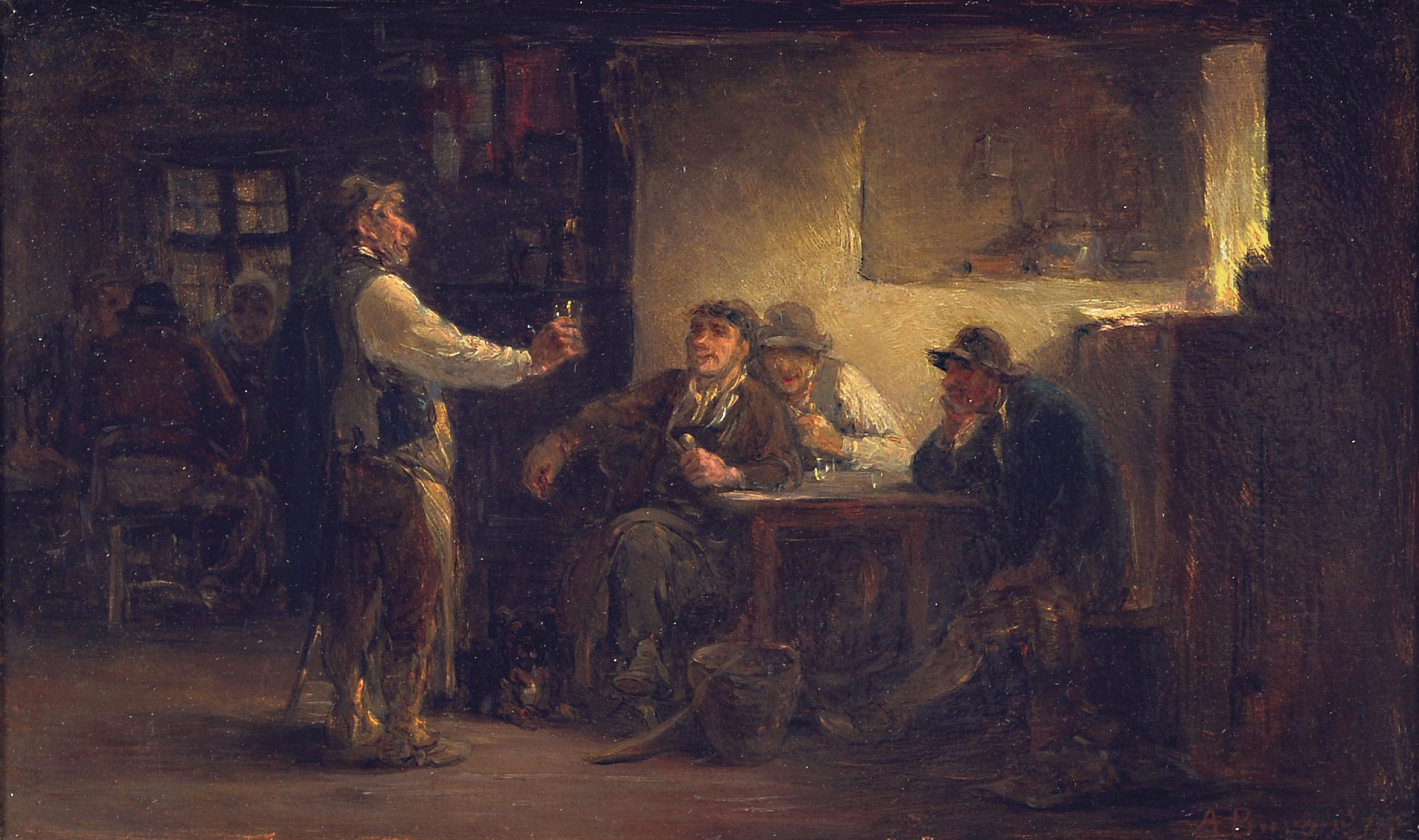 Image 27149501 - Anton Burger, 1824 Frankfurt-1905 Kronberg, Wirtshausinterieur, der Wirt einer Gruppe ...
