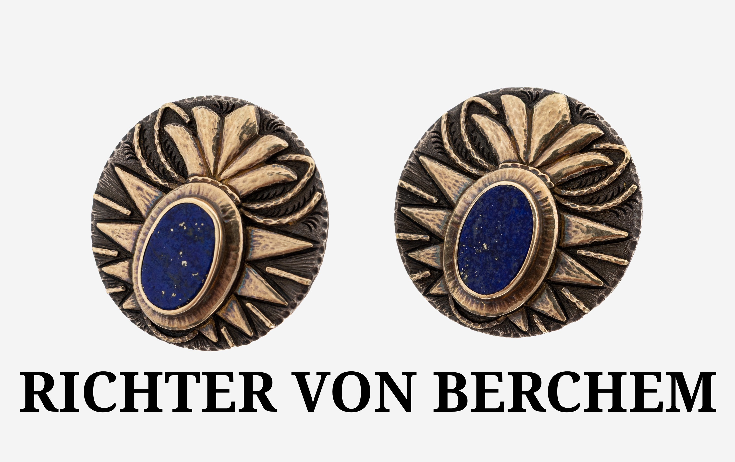 Image 27149538 - Paar 14 kt Gold und Silber RICHTER VON BERCHEMLapislazuli-Manschettenknöpfe, GG ...