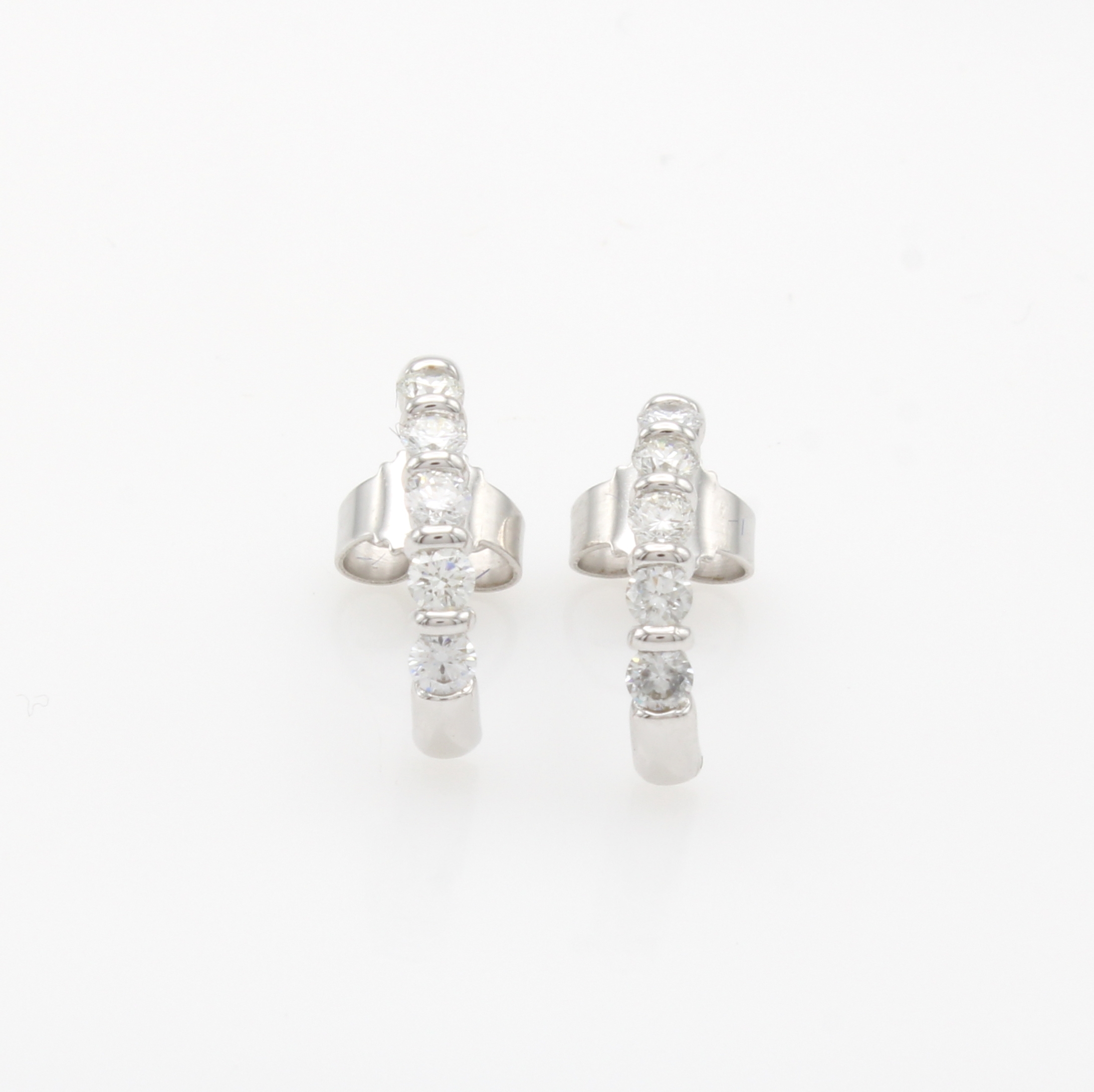 Image 27149593 - Paar Steckcreolen mit Brillanten, WG 585/000, 10 Brill. zus. ca. 0.50 ct Weiß/lupenr. ...