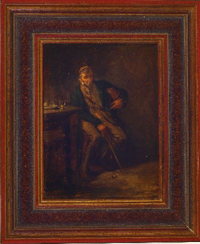 27149500k - Anton Burger, 1824 Frankfurt-1905 Kronberg, farmer asleep, old inscription on the ...