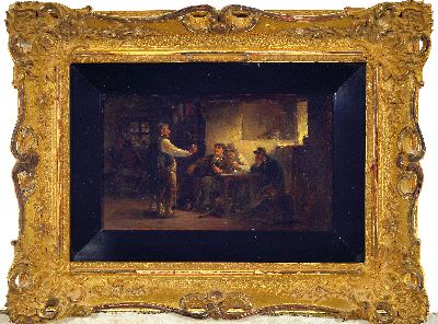27149501k - Anton Burger, 1824 Frankfurt-1905 Kronberg, Wirtshausinterieur, der Wirt einer Gruppe ...