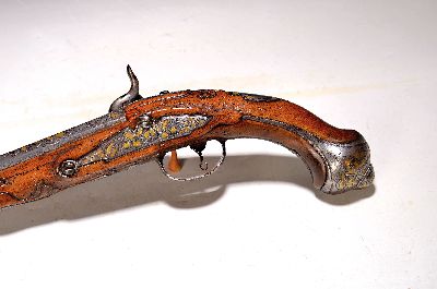 27149549a - Reiterpistole, wohl Frankreich, 18. Jh., Umbau von Steinschloss auf Percussion, erfolgt ...
