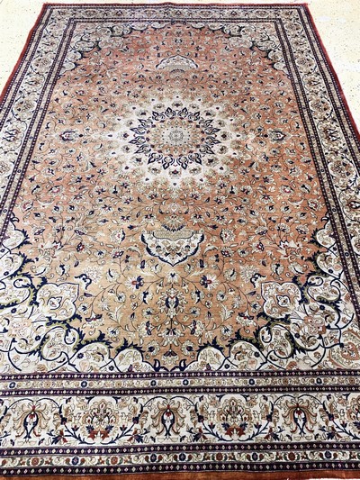 27149594h - Ghom Seide, Persien, Mitte 20.Jhd, reine Naturseide, ca. 300 x 200 cm, verfärbt, EHZ: ...