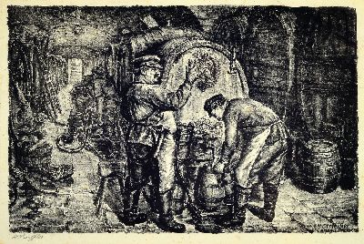 27149699a - Heinrich Strieffler, 1872 Neustadt-1949, 4 Lithographien zum Weinbau, Weinlese ...