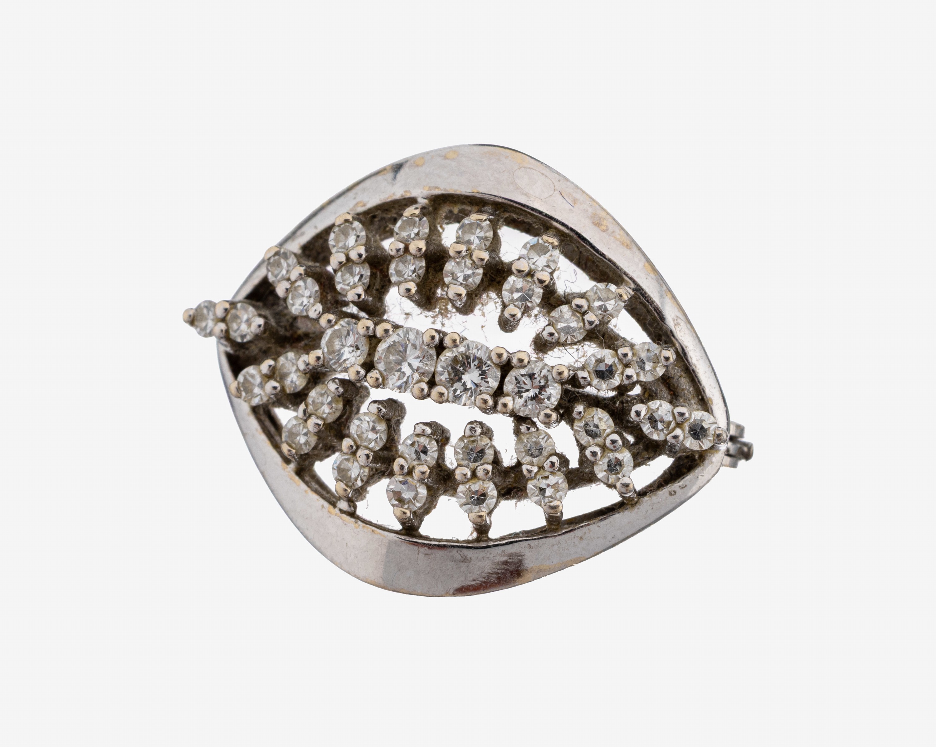Image 27149731 - 14 kt Gold Diamant-Brosche, WG 585/000 gepr., 4 Brillanten und 32 8/8-Diamanten zus. ...