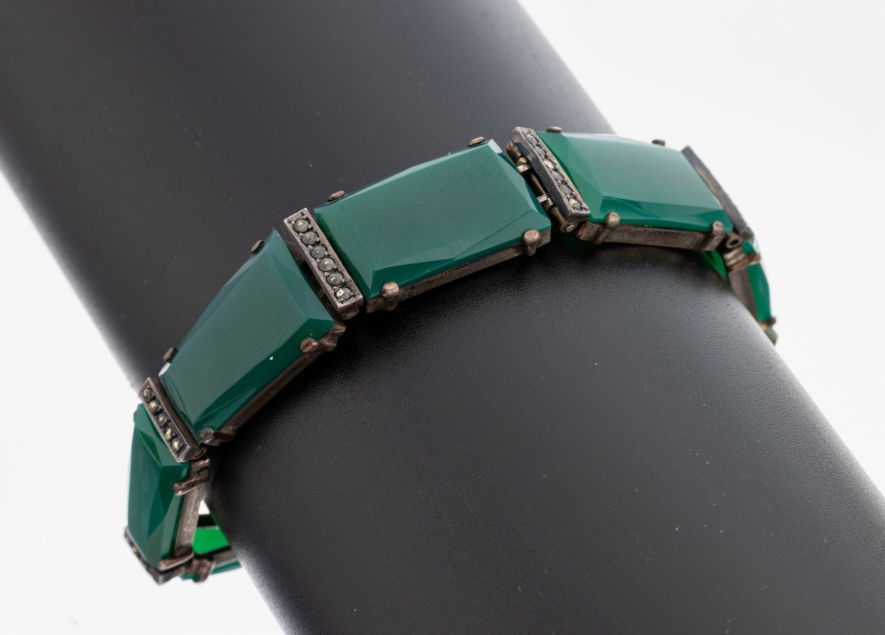 Image 27149740 - Art Deco Achat-Armband, Idar-Oberstein, 1930erJahre, 925er Silber, leicht im Verlauf, ...