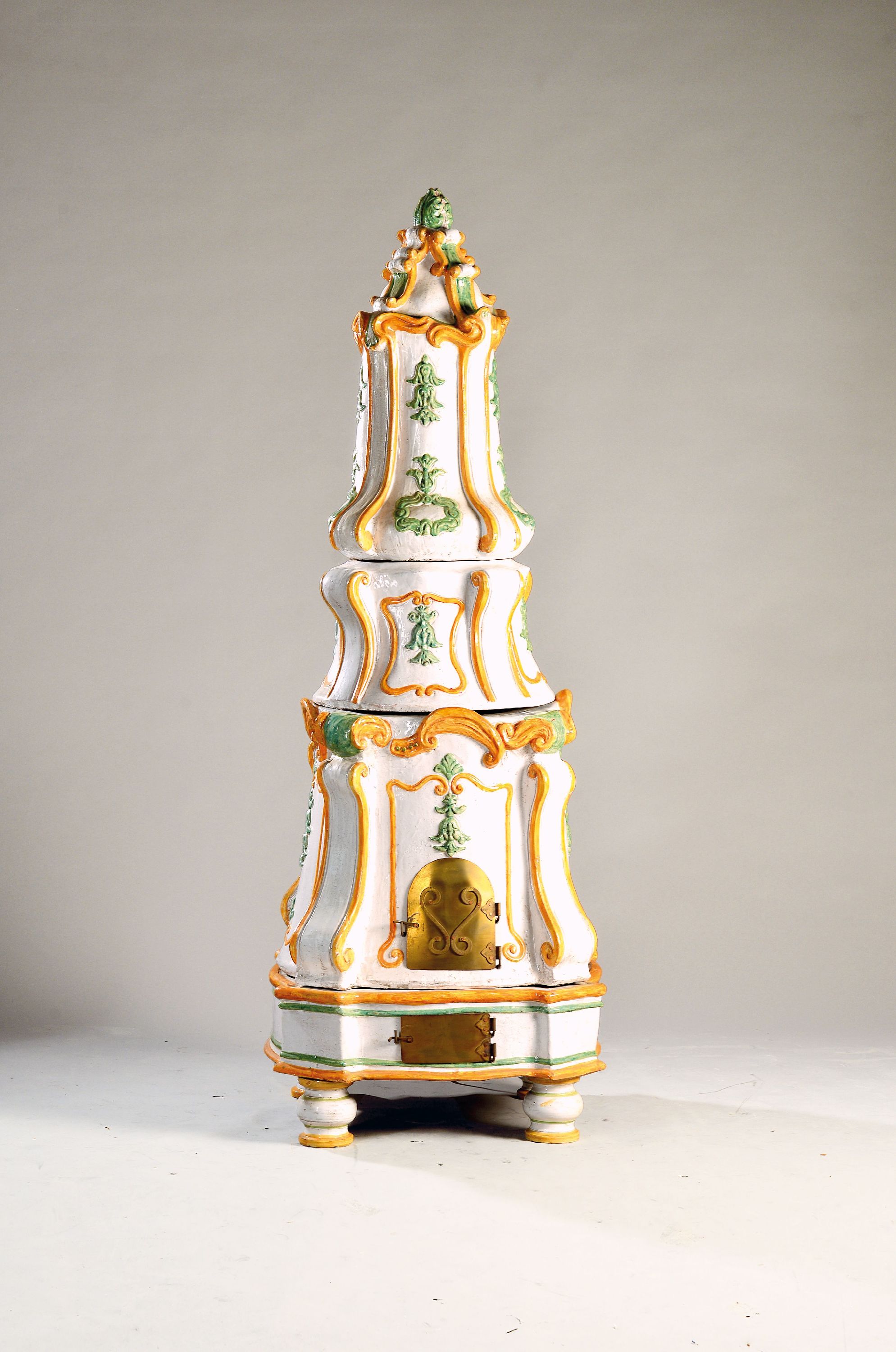 Image 27149760 - Oven, Italy, 2nd half of the 20th century, faience, white engobed, relief and painted ...