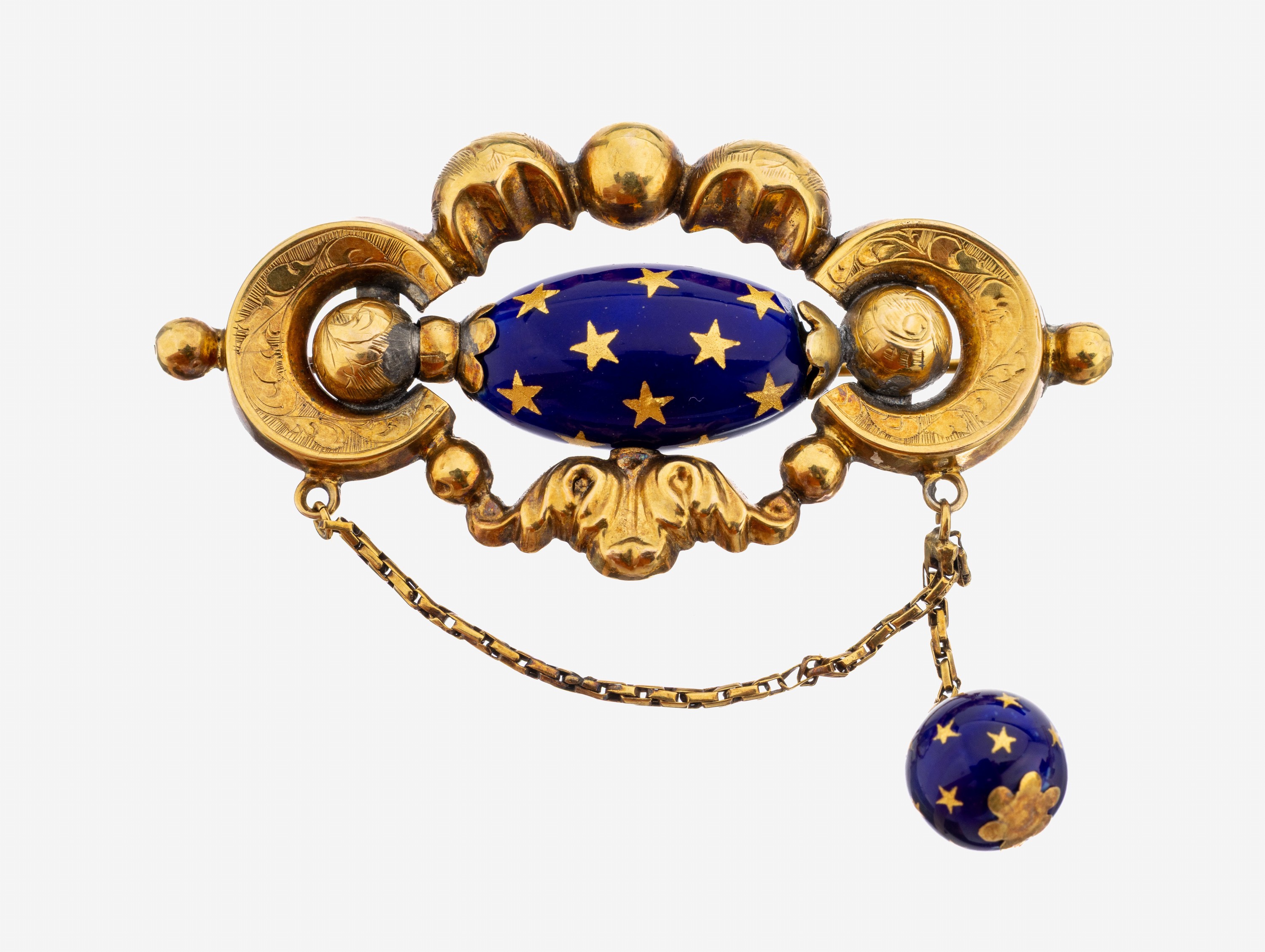 Image 27149779 - 14 kt Gold Biedermeier Email-Brosche, um 1850, GG 585/000 gepr., Schaumgold, Oberfläche ...