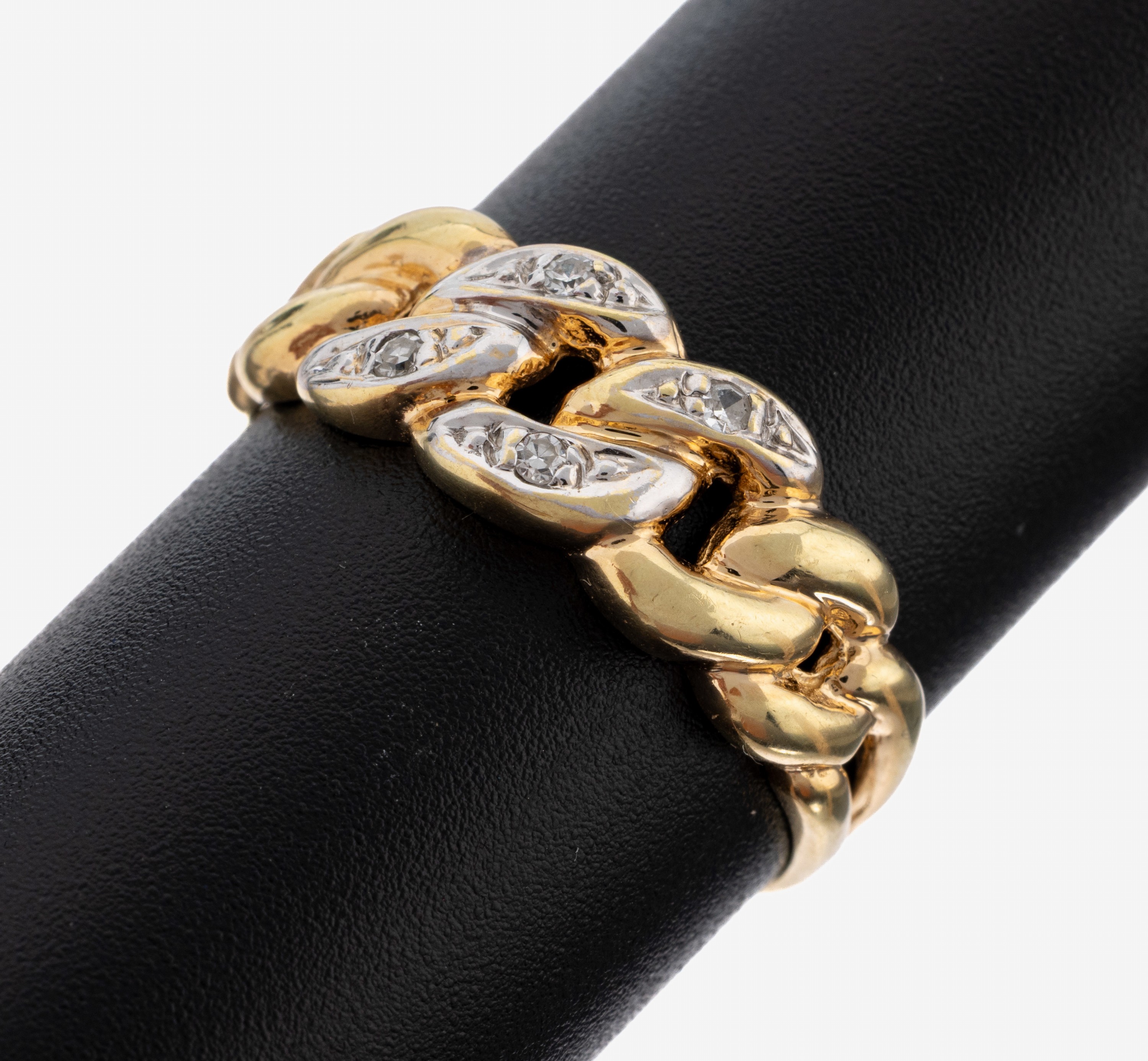 Image 27149782 - 14 kt Gold Diamant-Ring, GG 585/000, Ringkopf durchbrochen in Kettenoptik, 4 8/8- ...