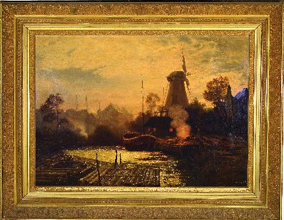 27149754k - H. Herf, niederländischer Künstler des 19.Jh. , niederländische Stadt, Blick entlang ...