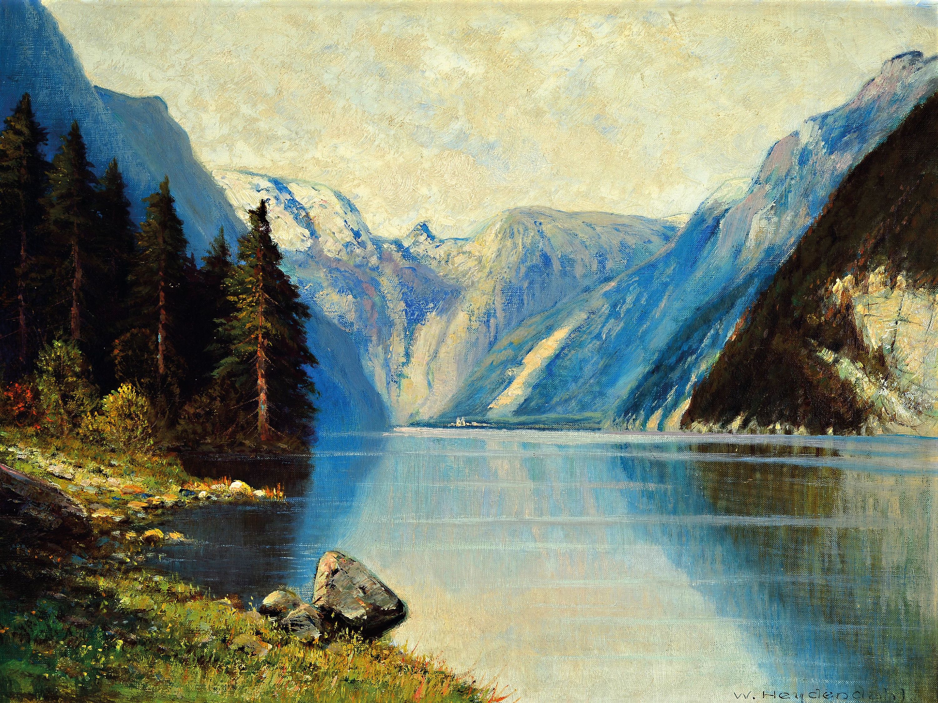 Image 27149829 - Walter Heydendahl, Maler der Düsseldorfer Schule, 1. Hälfte 20. Jh., Am Königsee, ...