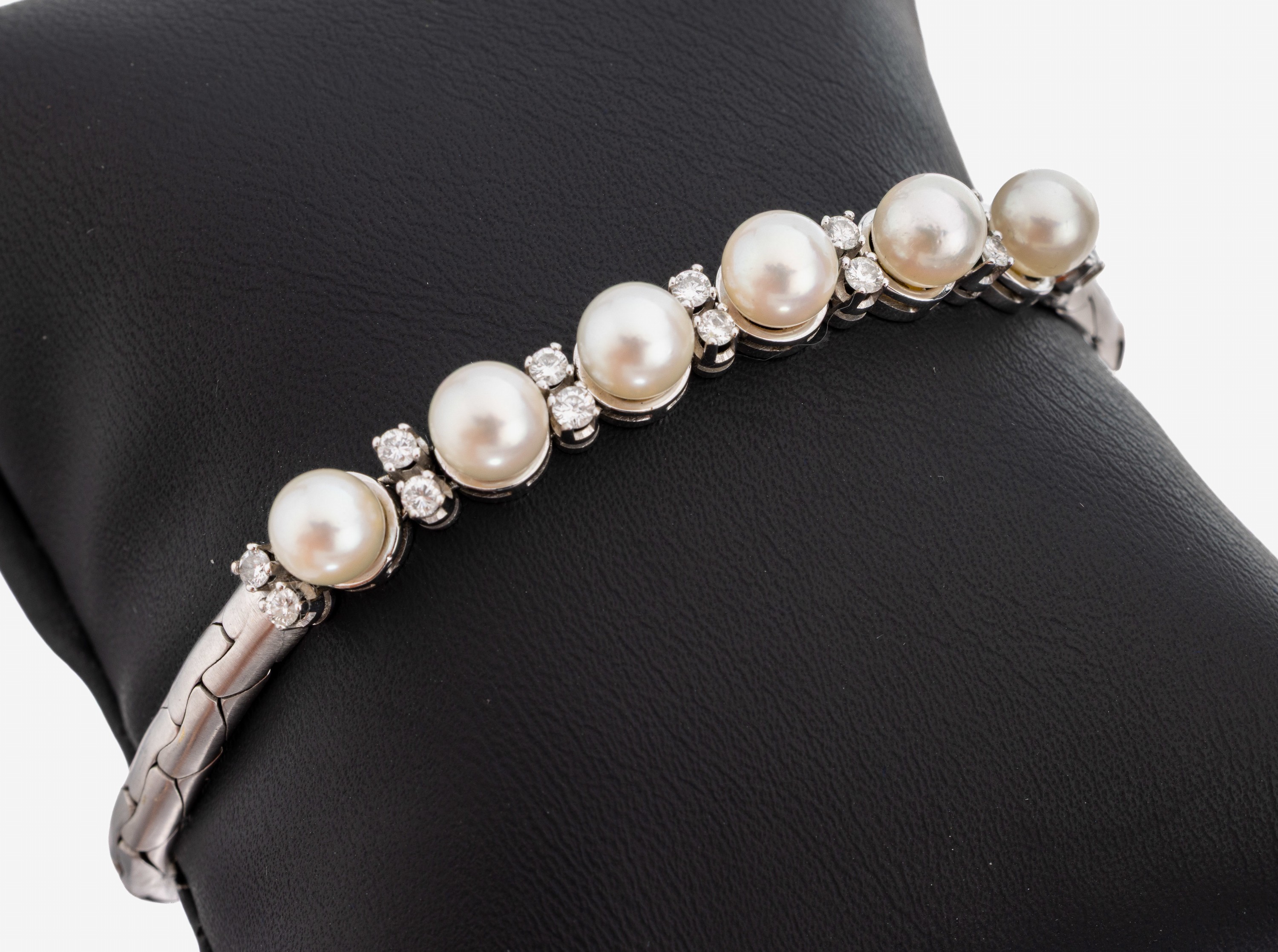 Image 27149842 - 18 kt Gold Perl-Brillant-Armband, WG 750/000, qualitätvolle Verarbeitung, 6 ...