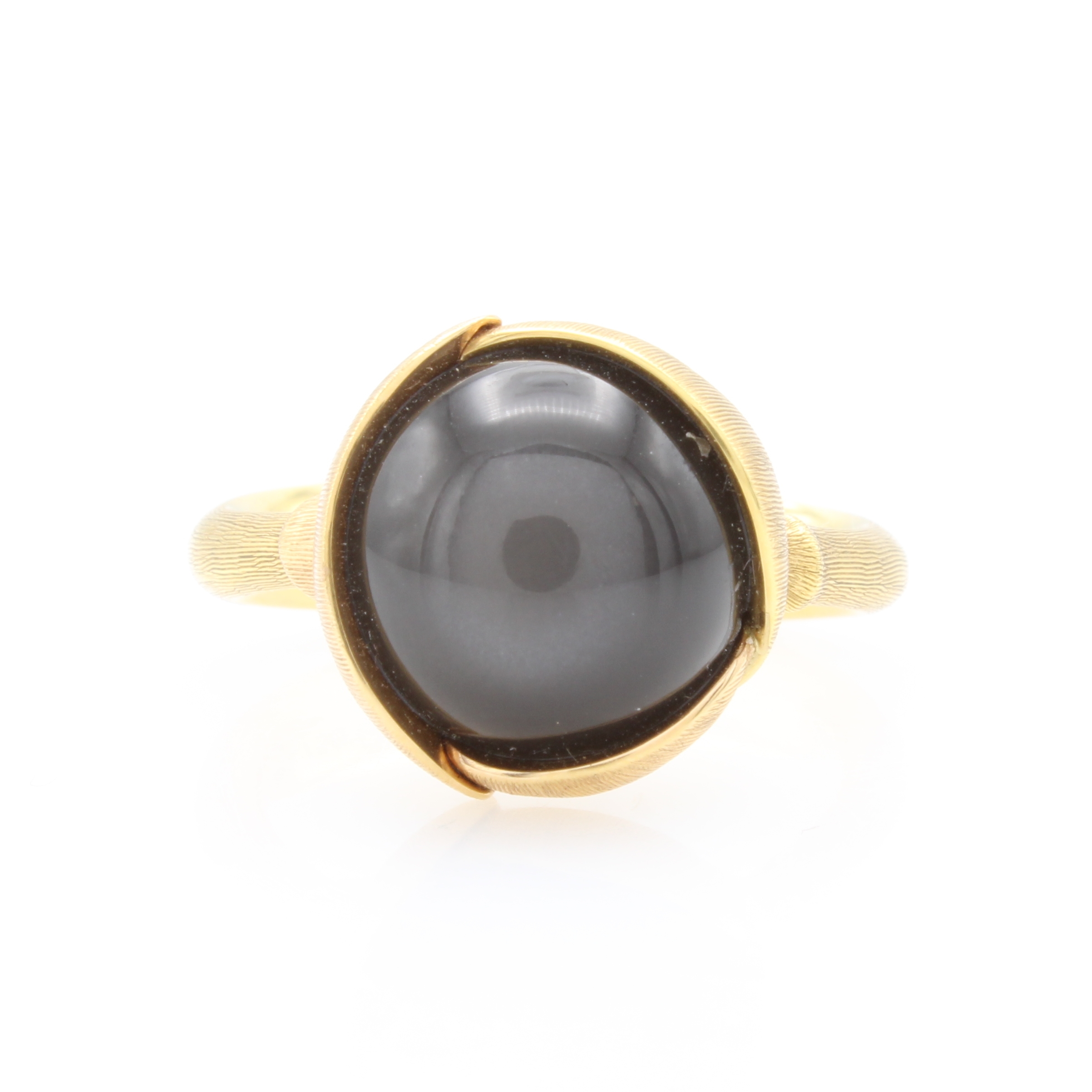 Image 27149847 - Ole Lynggaard Ring ´Lotus II´, GG 750/000, grauer Mondsteincabochon, RW ca. 49, Etui u. ...