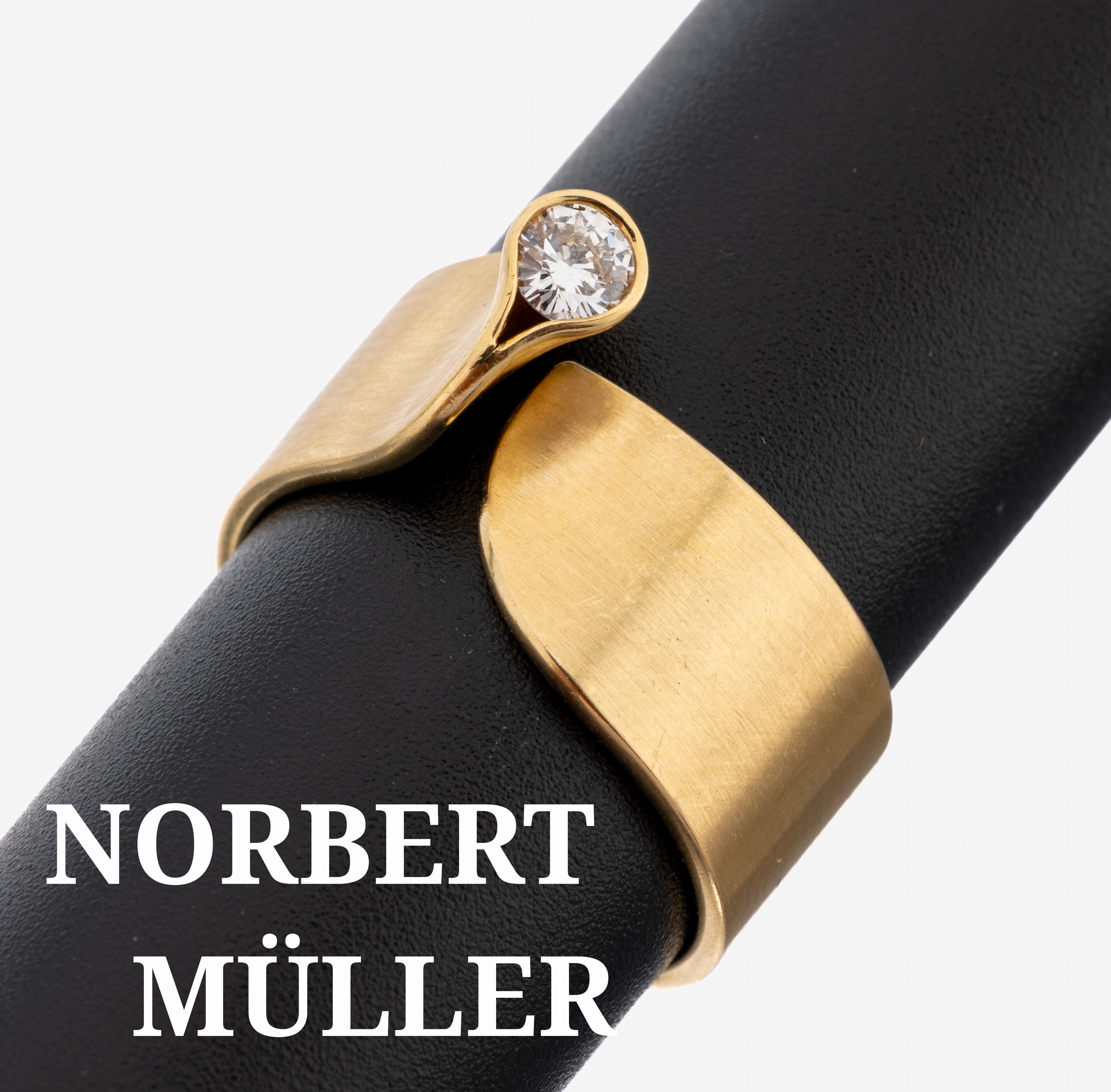 Image 27149853 - 18 kt Gold NORBERT MÜLLER Brillant-Ring, GG750/000, sat., ausgefallenes Design, ...