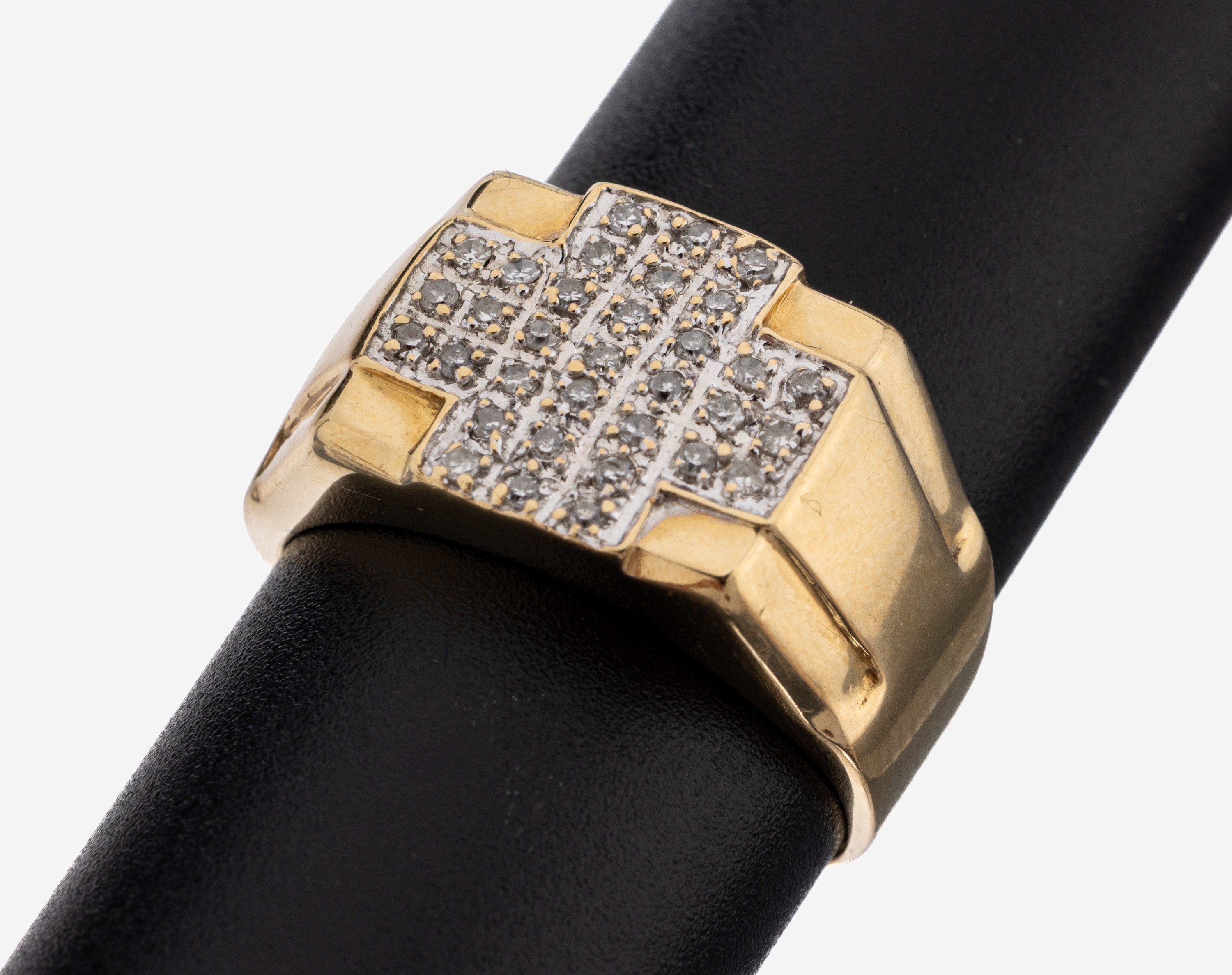 Image 27149870 - 14 kt Gold Diamant-Ring, GG 585/000, Ringkopf mit kreuzf. rhod. Element, 33 8/8- ...