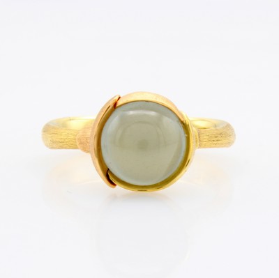 Image Ole Lynggaard Ring Lotus I, GG/RG 750/000, 2 Blütenblätter in RG, Aquamarincabochon, ...