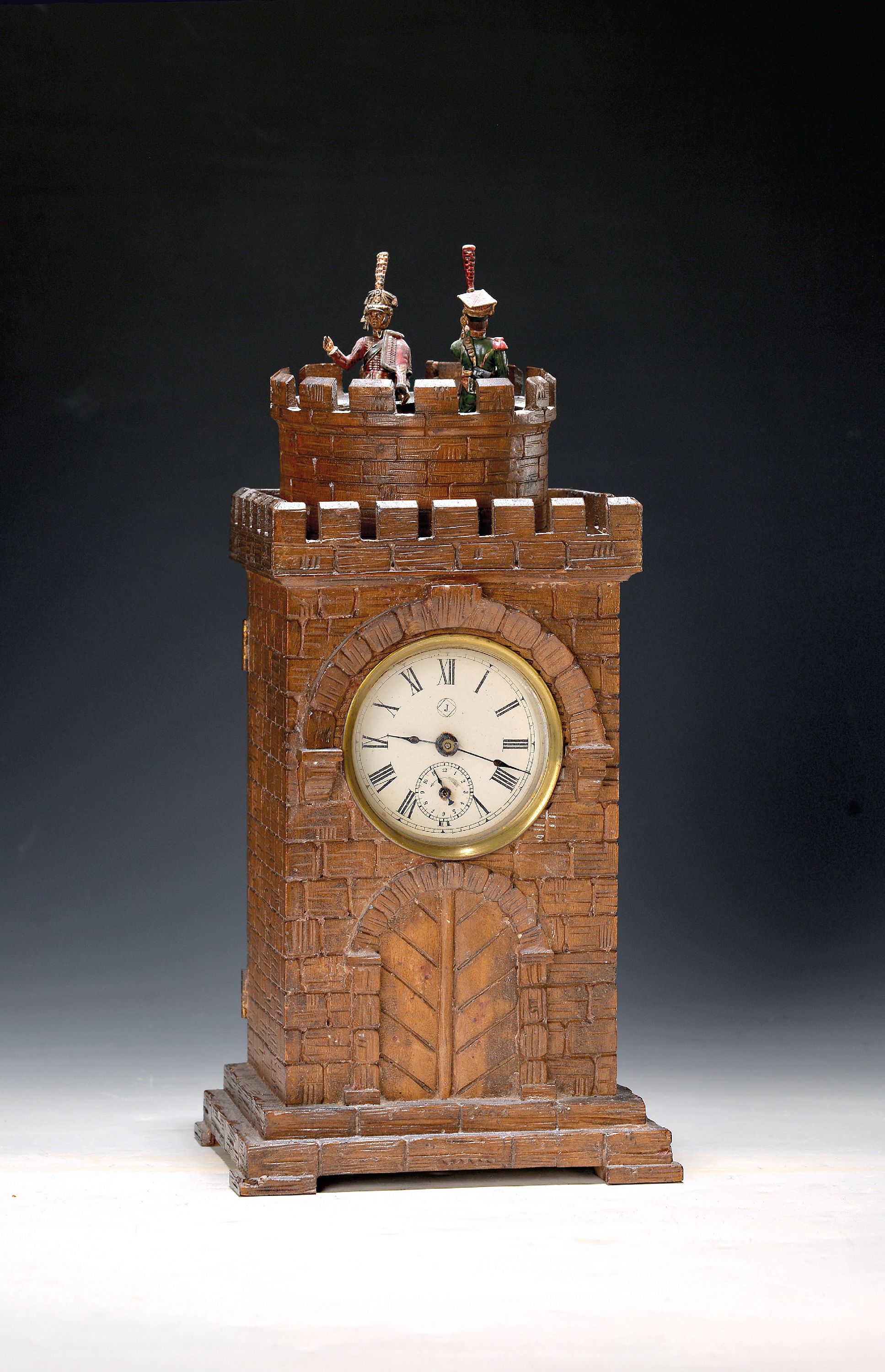 Image 27150056 - Tischuhr mit Musikspielwerk als Wecker, wohl Junghans, um 1900, Holzgehäuse in ...