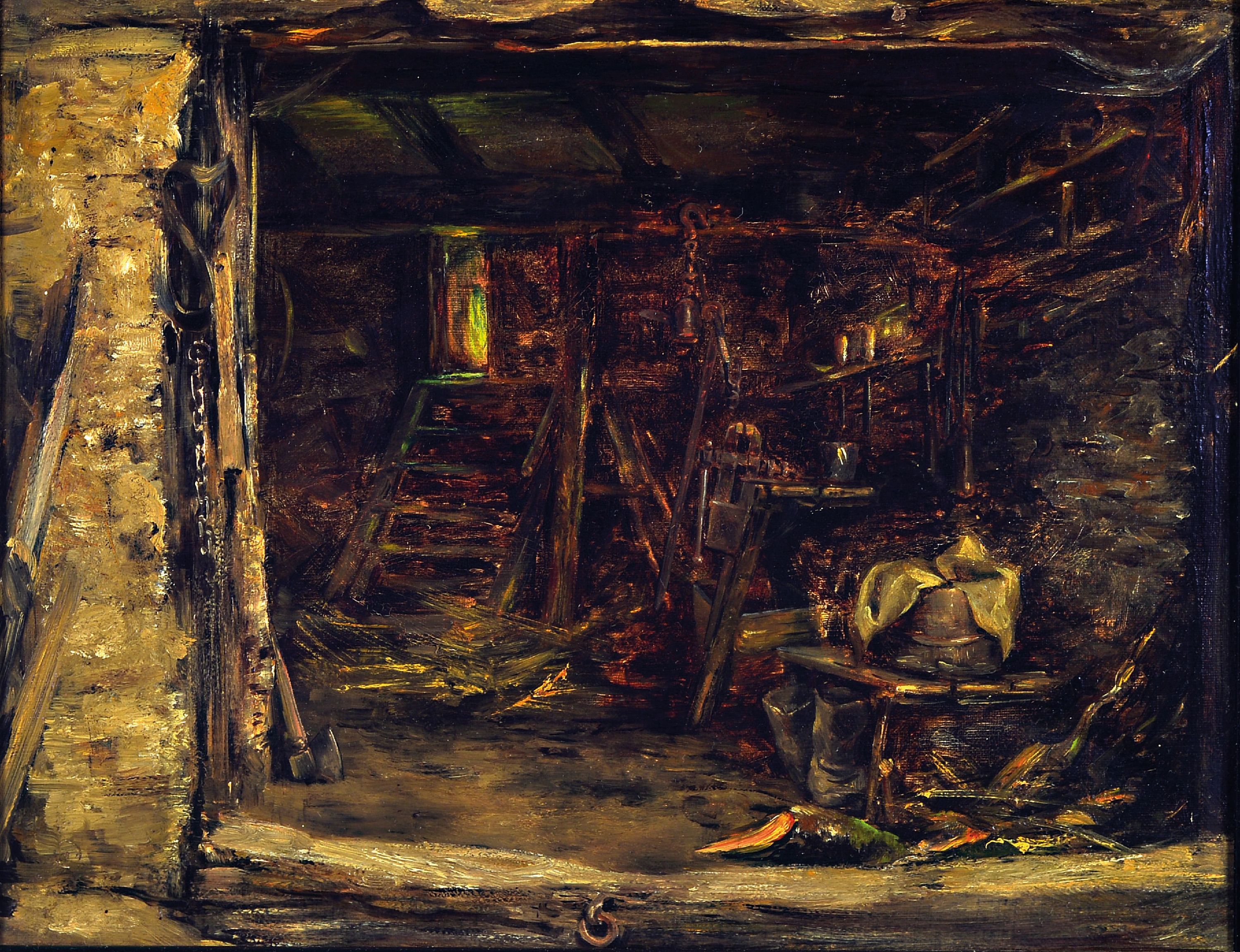 Image 27150130 - Mathilde Knoop-Spielhagen, 1861 Bremen-1904 Kronberg, Stall- oder Werkstattinterieur, ...