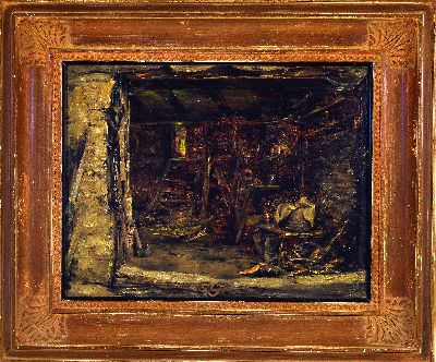 27150130k - Mathilde Knoop-Spielhagen, 1861 Bremen-1904 Kronberg, Stall- oder Werkstattinterieur, ...