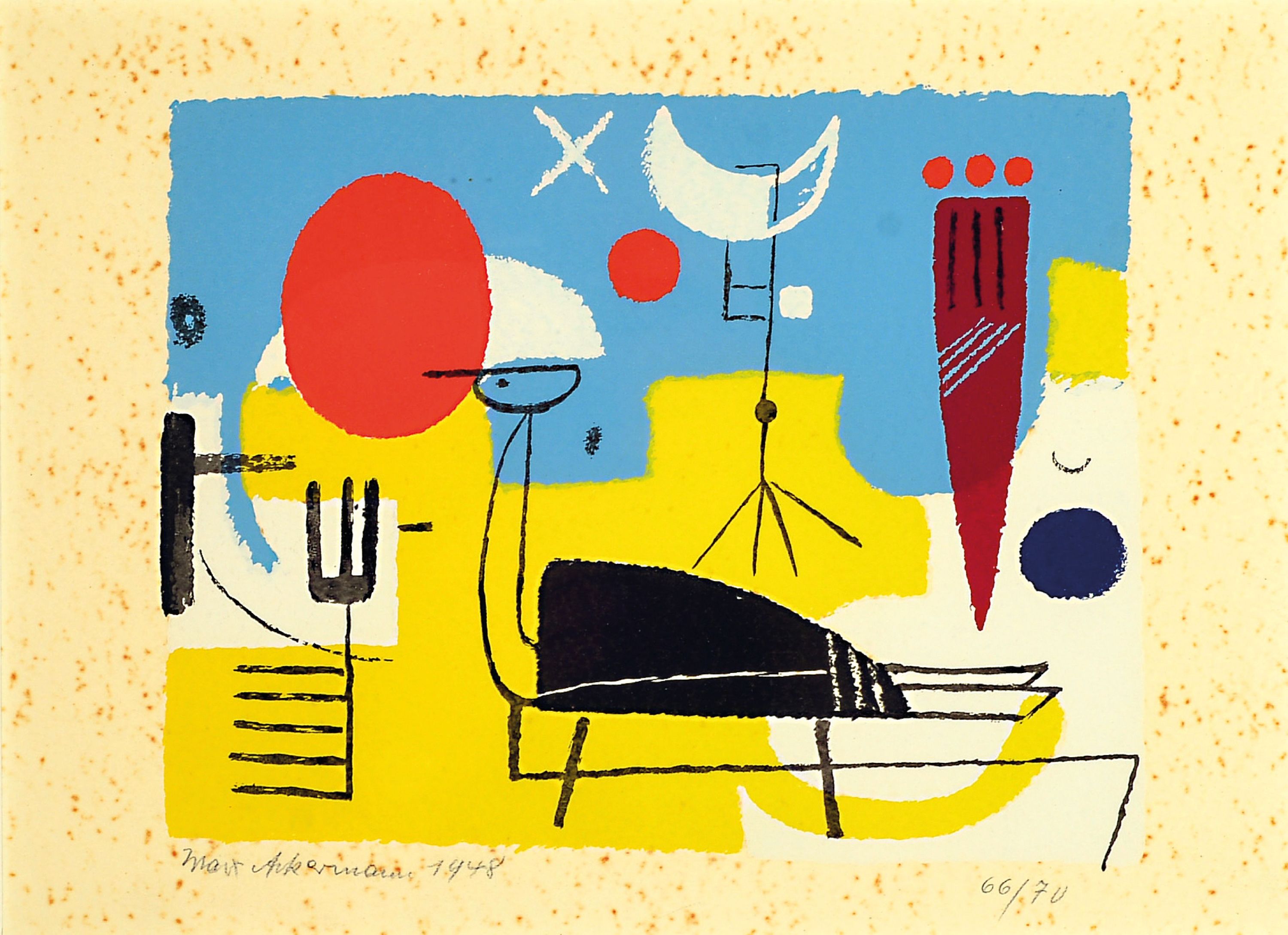 Image 27150243 - Max Ackermann, 1887 Berlin-1975 Bad Liebenzell , Farbserigraphie, ´Paradiesvogel´, 1948, ...