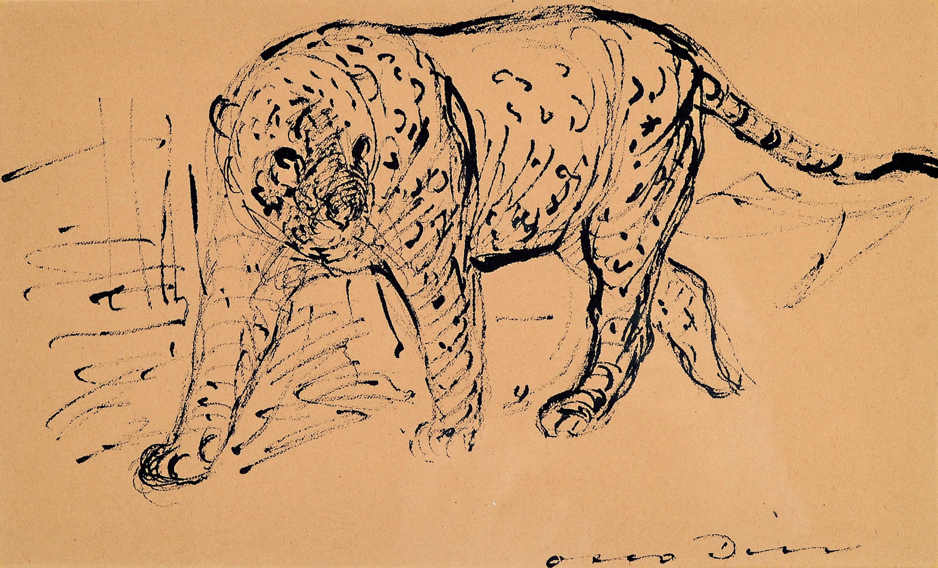 Image 27150249 - Otto Dill, 1884 Neustadt-1957 Bad Dürkheim, Tuschezeichnung, schreitender Panther, ...