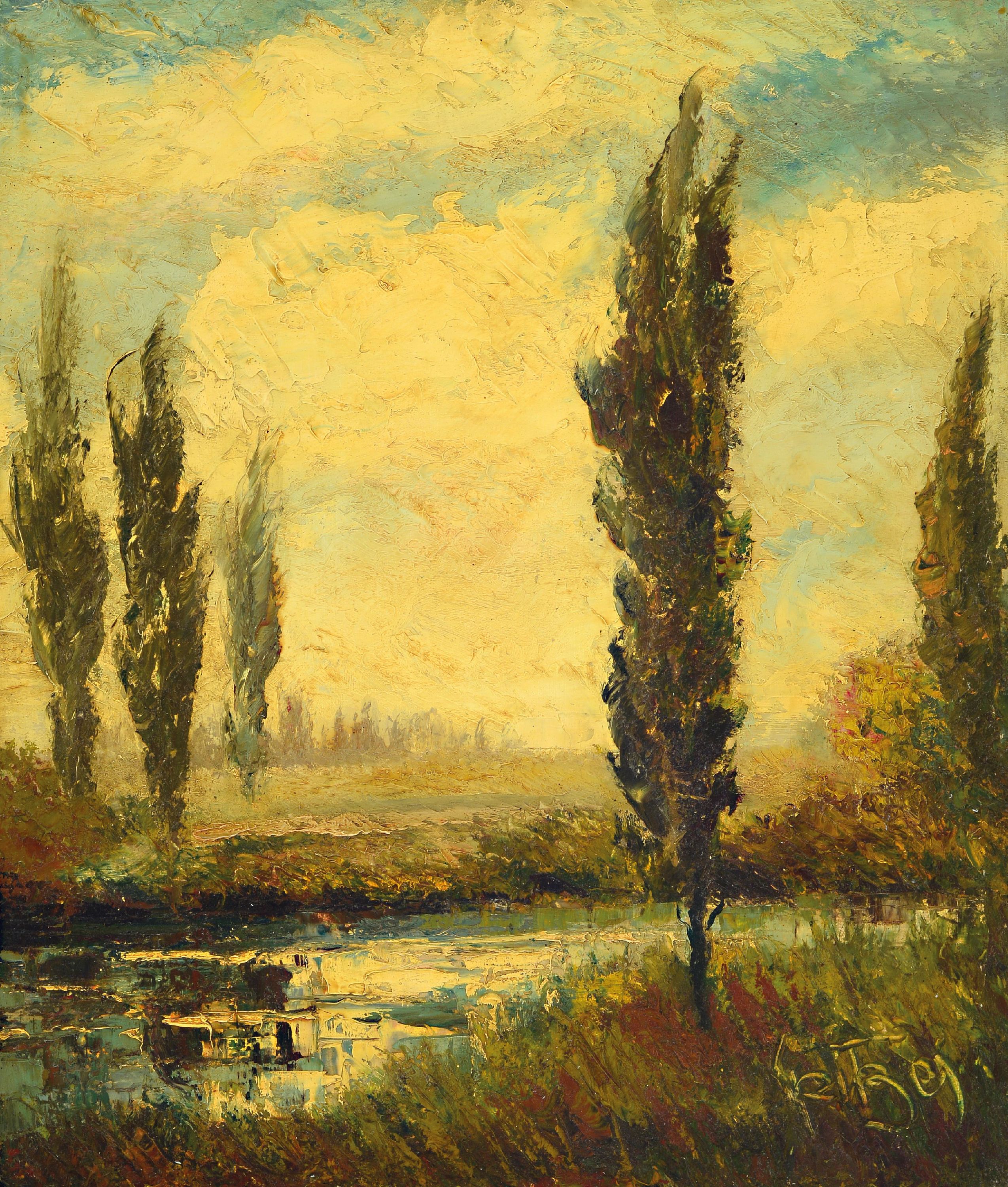 Image 27150257 - Karl Philipp Spitzer, 1887-1954 Speyer, Altrheinlandschaft, signiert, Öl/Platte, Rahmen ...