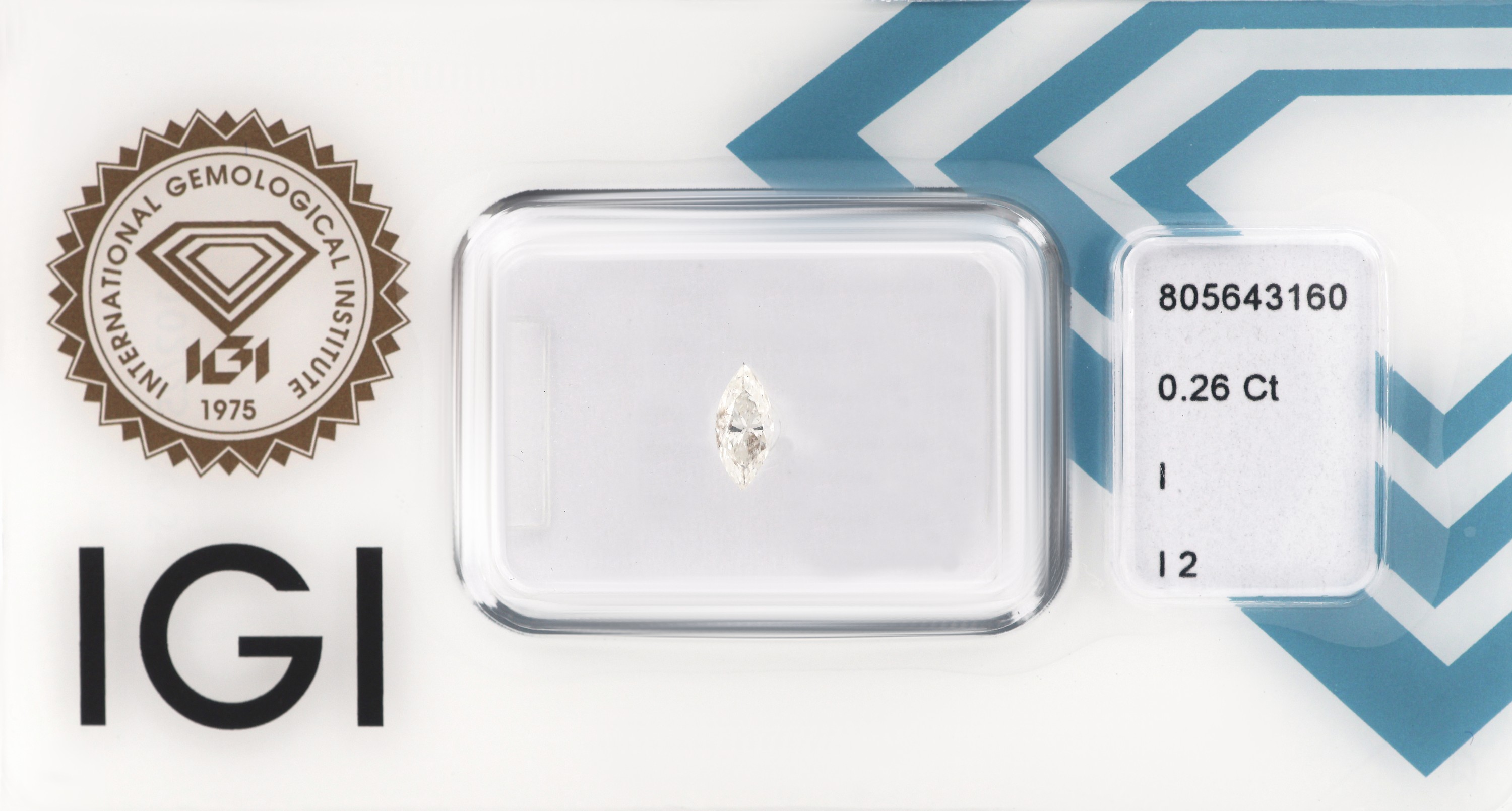 Image 27150277 - Loser Diamant, 0.26 ct l.get.Weiß(I)/p2, Marquise Brillant, eingeschweißt, IGI ...