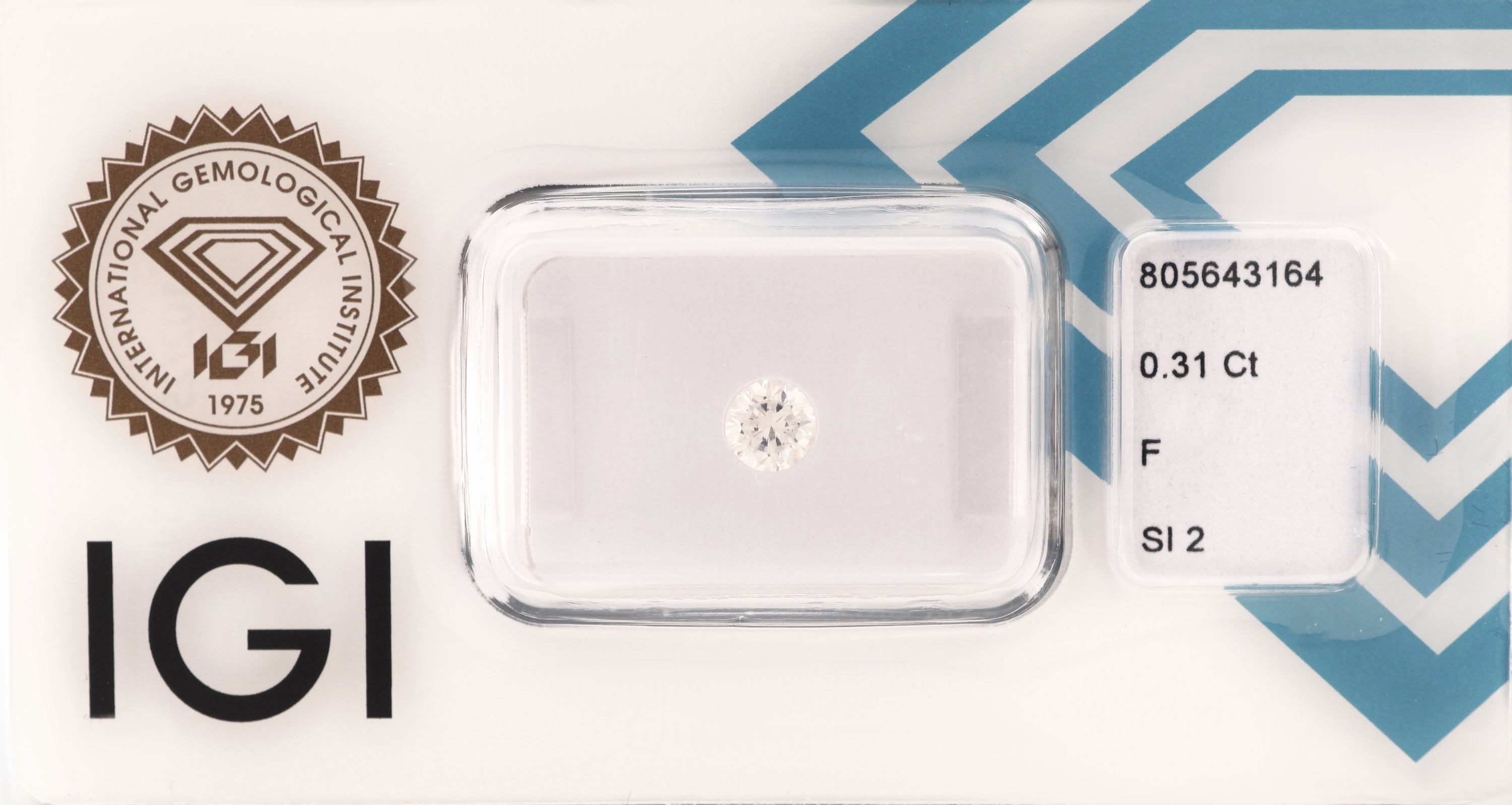 Image 27150281 - Loose brilliant, 0.31 ct Top Wesselton (F)/si2, sealed, IGI-expertise attached Valuation ...