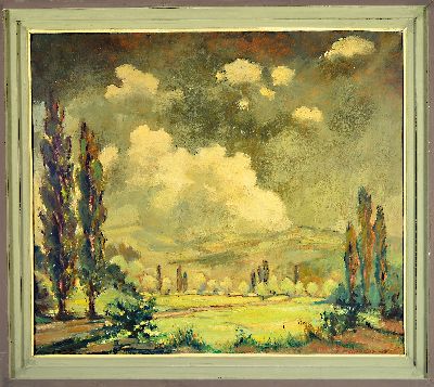 27150236k - Hugo Fischbach, 1894 Wuppertal-1962 Germersheim, pfälzer Gewitterlandschaft vor der ...