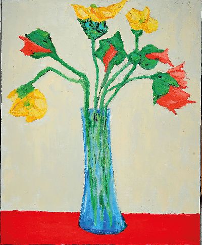 27150240k - Gernot Kissel, 1939 Worms-2008, Stillleben mit Tulpen, verso signiert, Öl/Lwd, 80x66 cm
