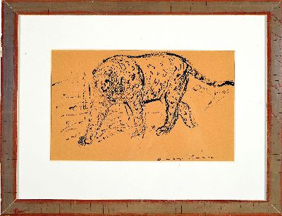 27150249k - Otto Dill, 1884 Neustadt-1957 Bad Dürkheim, Tuschezeichnung, schreitender Panther, ...
