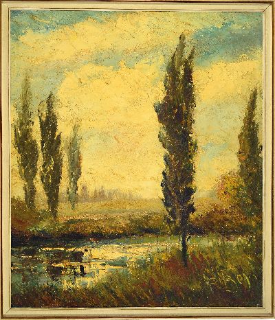 27150257k - Karl Philipp Spitzer, 1887-1954 Speyer, Altrheinlandschaft, signiert, Öl/Platte, Rahmen ...