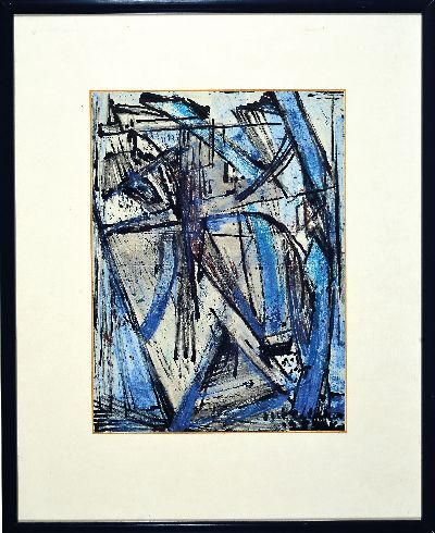 27150270k - Otto Ditscher, 1903-1987 Neuhofen, abstrakteKomposition in blau und schwarz, signiert ...