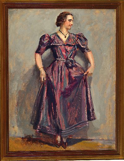 27150271k - Lucien Hector Jonas, 1880 Anzin-1947 Paris, junge Frau im purpurfarbenen Kleid, links ...