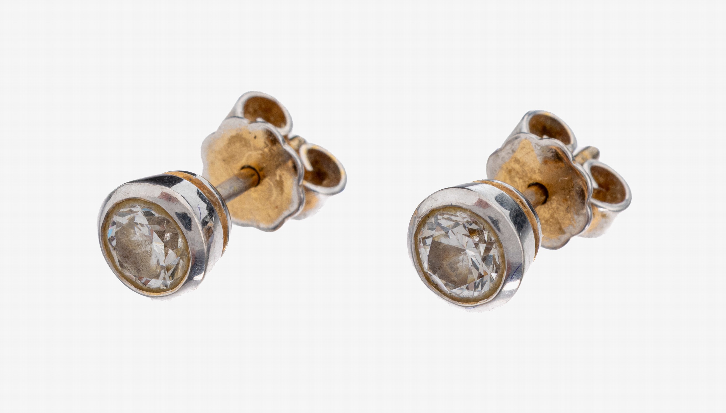Image 27150797 - Paar 18 kt Gold Brillant-Ohrstecker, GG 750/000, 2 Brillanten zus. ca. 0.60 ct ...
