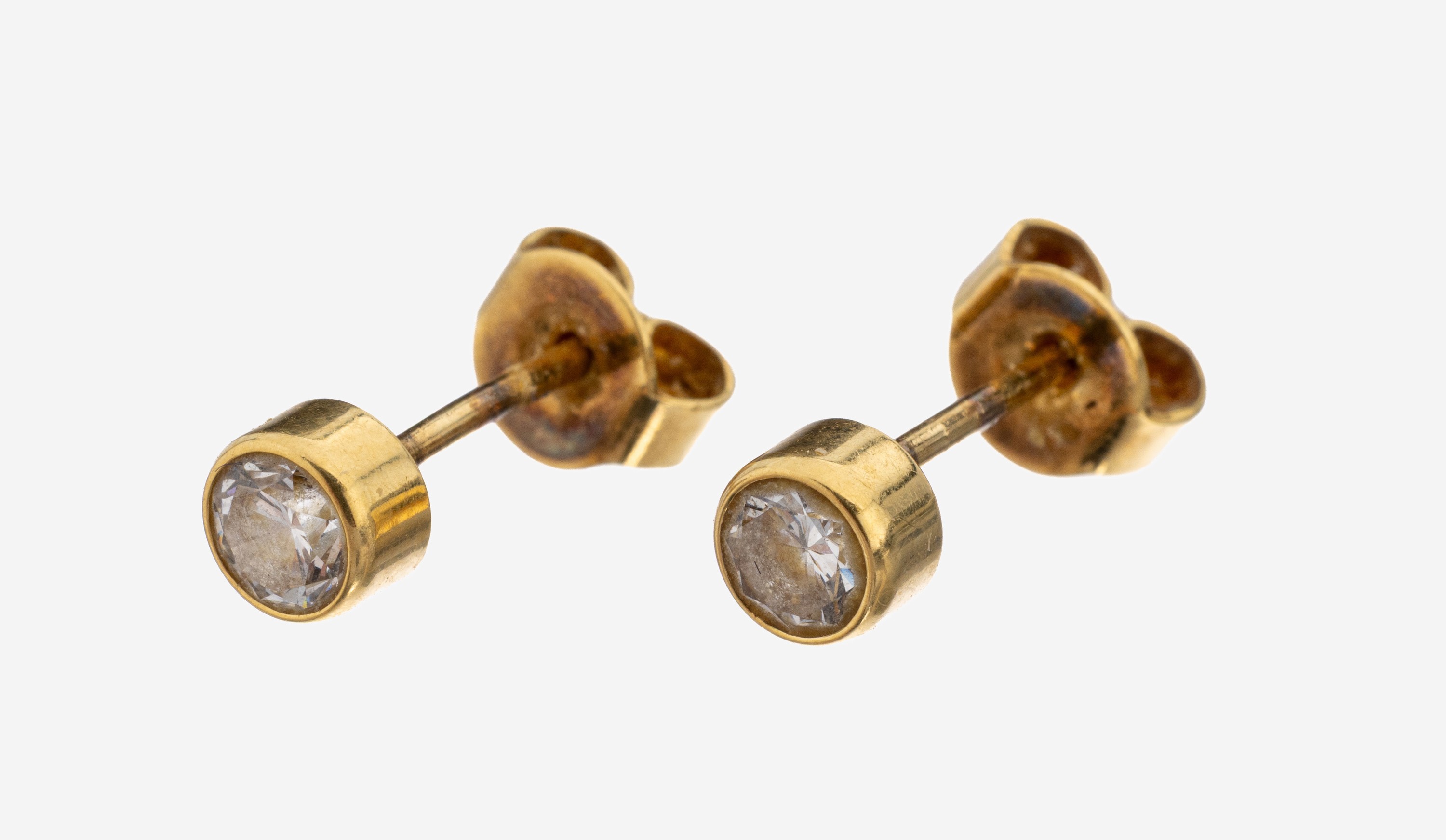 Image 27150818 - Paar 18 kt Gold Brillant-Ohrstecker, GG 750/000, 2 Brillanten zus. ca. 0.30 Weiß/si, ...
